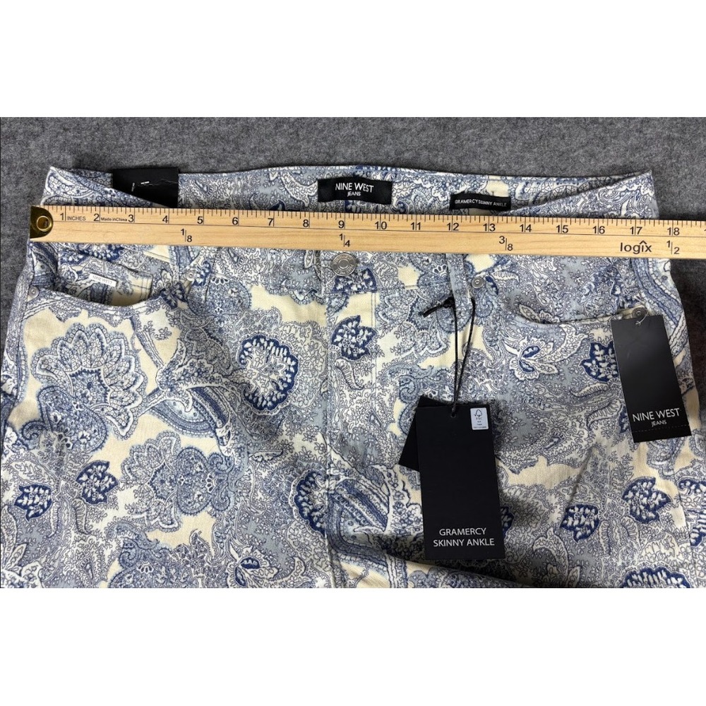 Nine West Gramercy Skinny Ankle Jeans Paisley Blue NWT Women's 16 Stretch Denim - Picture 8 of 8